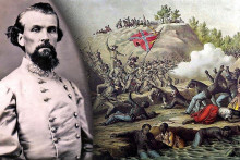 Južanský veliteľ Nathan Bedford Forrest a dobový obrázok kontroverznej bitky, ktorá vstúpila do dejín ako masaker vo Fort Pillow.