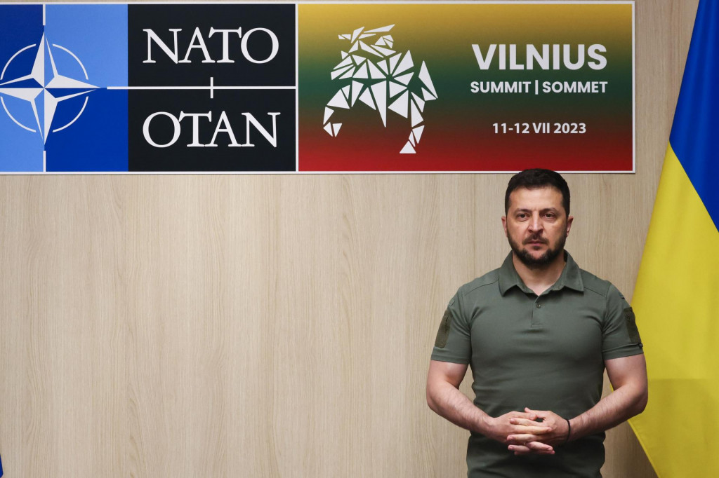 Ukrajinský prezident Volodymyr Zelenskyj na summite NATO vo Vilniuse. FOTO: TASR/AP