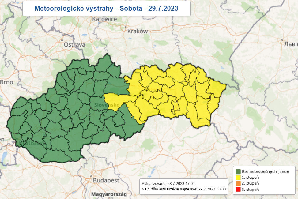 Búrky sa môžu v sobotu vyskytnúť najmä na východe Slovenska