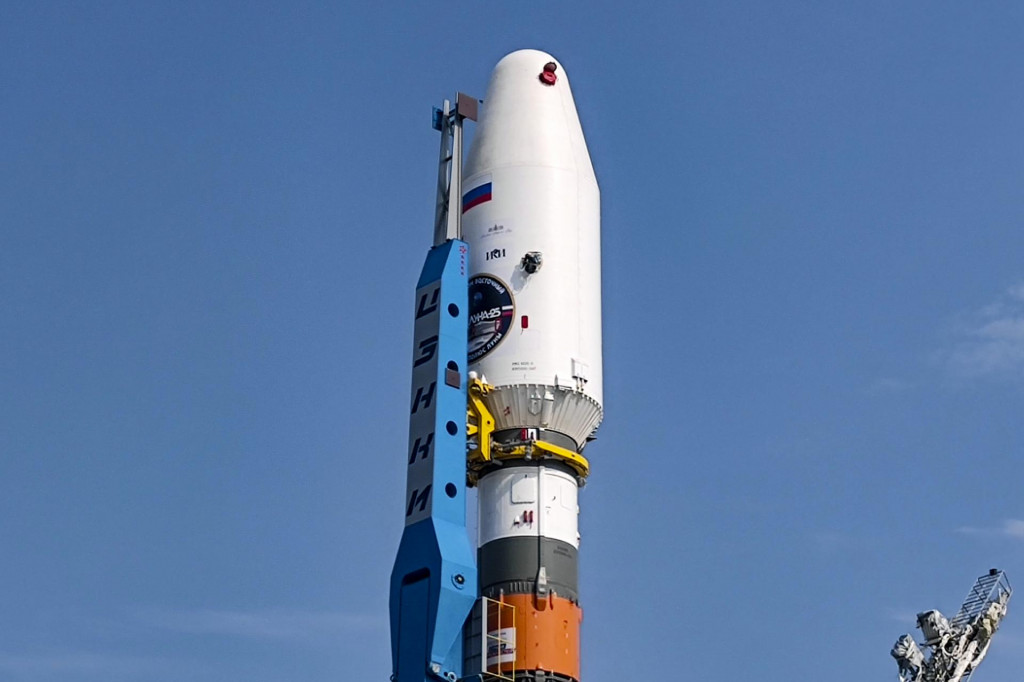Nosná raketa Sojuz-2.1b s lunárnym modulom Luna 25. FOTO TASR/AP