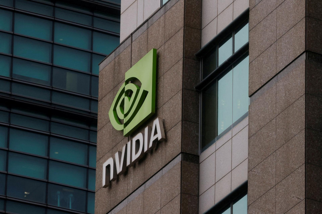 Logo Nvidia v ich sídle v Taipei. FOTO: Reuters