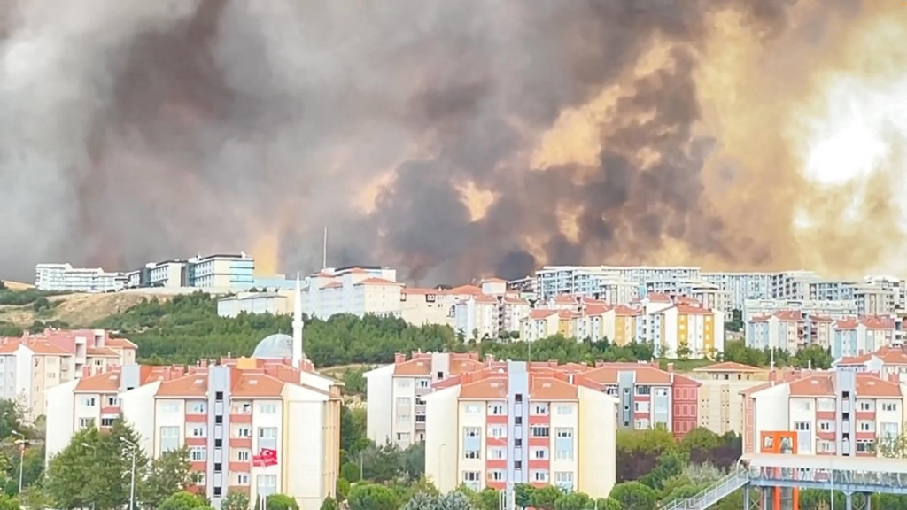 Lesný požiar v tureckom meste Čanakkale. FOTO: Reuters