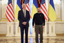 Joe Biden a Volodymyr Zelenskyj.FOTO: Twitter/Mychajlo Podoľak