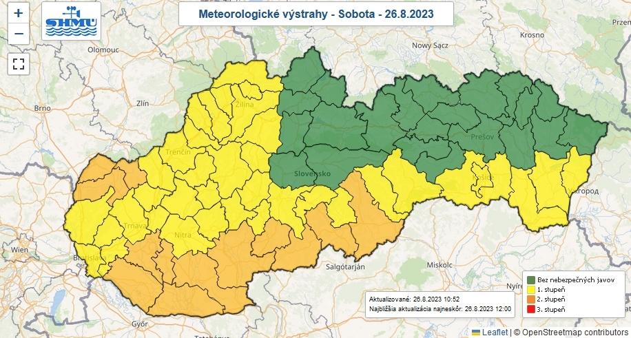 Meteorologické výstrahy: Na juhu Slovenska môže byť v sobotu 36 stupňov Celzia, môžu byť aj búrky