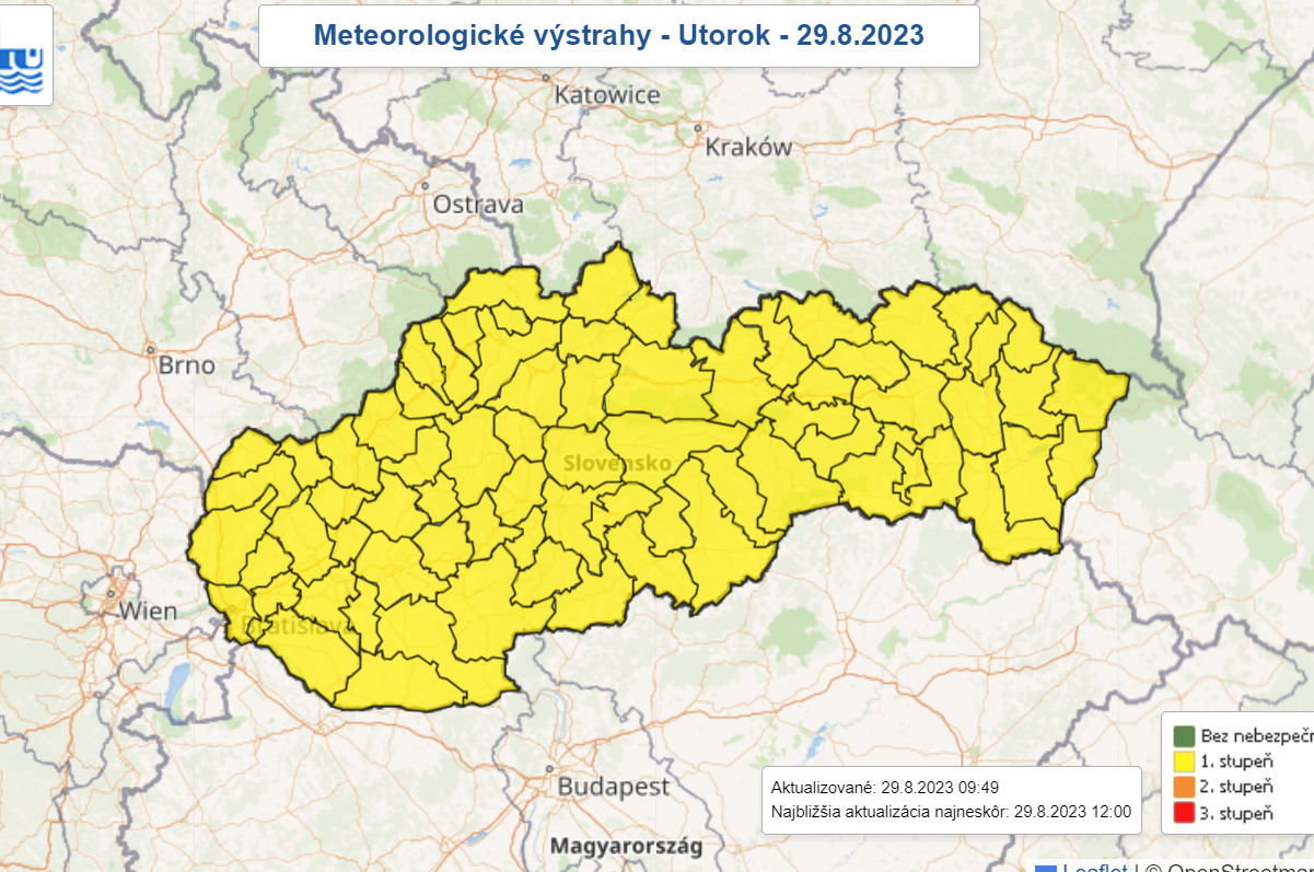 Najnižší stupeň výstrahy pred búrkami platí pre celé Slovensko, varujú meteorológovia