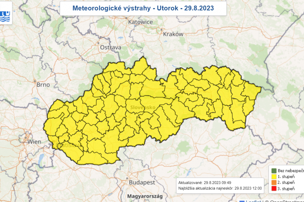 Výstraha SHMÚ. MAPA: SHMÚ