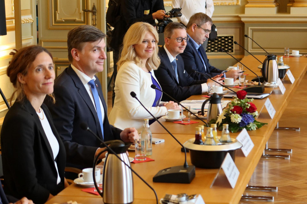 Prezidentka Slovenskej republiky Zuzana Čaputová na stretnutí s predstaviteľmi spolkovej vlády Sasko-Anhaltsko. FOTO: TASR/Erik Mader