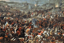 Bitka pri Viedni v septembri 1683, ako ju znázornil súdobý flámsky maliar Gonzales Franciscus Casteels. Obraz je jedným z mnohých, ktoré v tom čase vytvárali európski umelci na oslavu poľského kráľa Jana III. Sobieskeho.