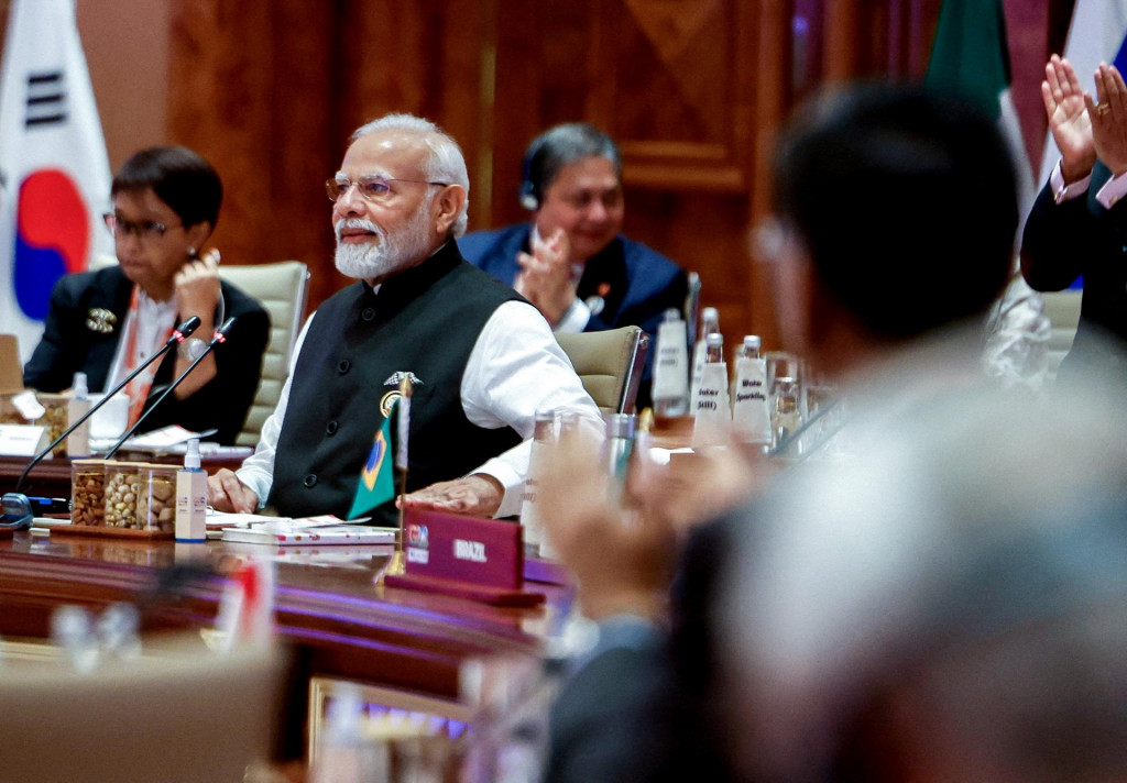 Indický premiér Narendra Modi oznamuje konsenzus o vyhlásení summitu lídrov G20. FOTO: Reuters