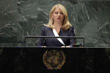 Slovenská prezidentka Zuzana Čaputová reční počas rozpravy na 78. zasadnutí Valného zhromaždenia Organizácie Spojených národov v New Yorku. FOTO: TASR/AP