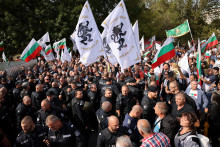 Protivládna demonštrácia organizovaná ultranacionalistickou stranou Obrodenie (Văzraždane) v Sofii. FOTO: Reuters
