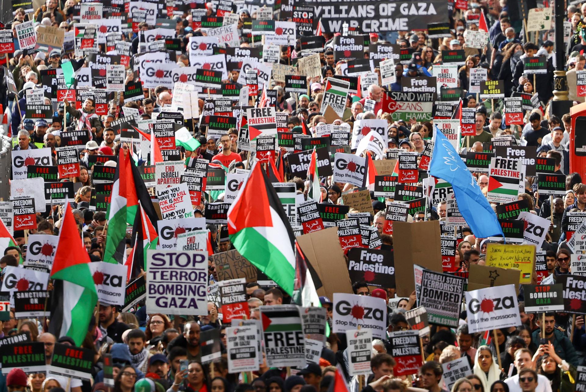 Großdemonstration in London: Bis zu 100.000 Menschen gehen zur Unterstützung der Palästinenser auf die Straße