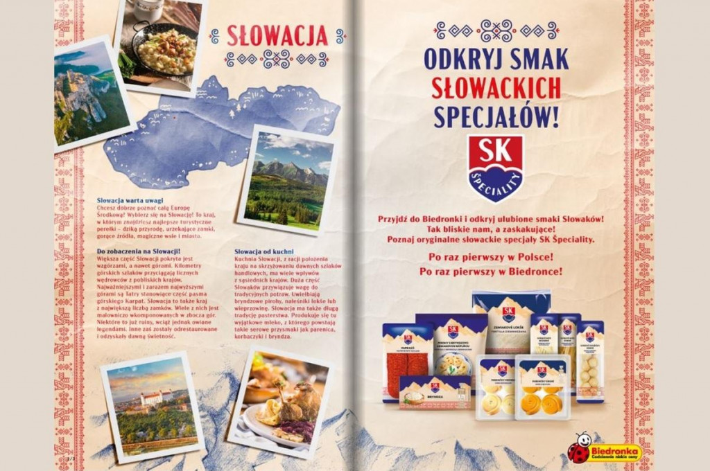 Reťazec pripravil po prvýkrát v histórii „slovenský týždeň“ vo svojich obchodoch v domovskom Poľsku. FOTO: Biedronka.pl
