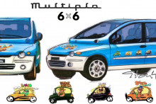 Unikátny Fiat Multipla na skici pri príležitosti výročia.
