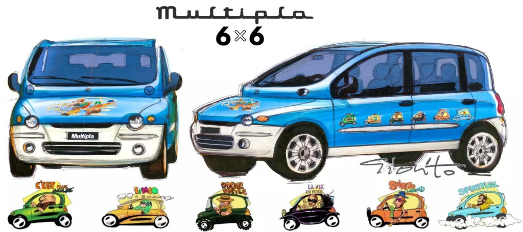 Unikátny Fiat Multipla na skici pri príležitosti výročia.