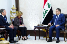 Iracký premiér Mohammed Shia al-Sudani sa stretol s americkým ministrom zahraničných vecí Antonym Blinkenom v Bagdade. FOTO: Reuters