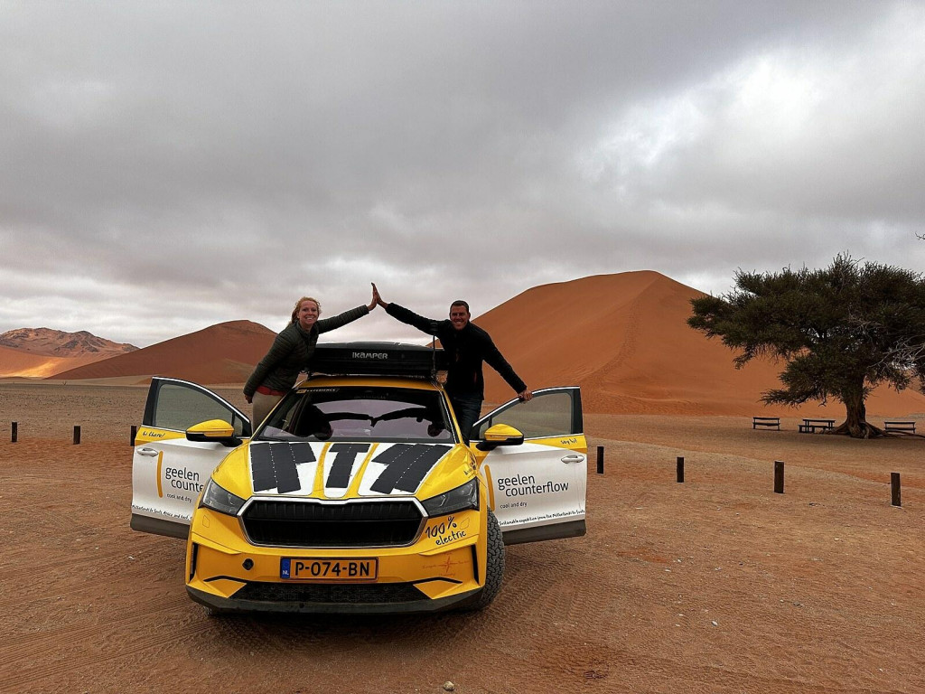 Škoda Enyaq na expedici 4x4 Electric v Namíbii.