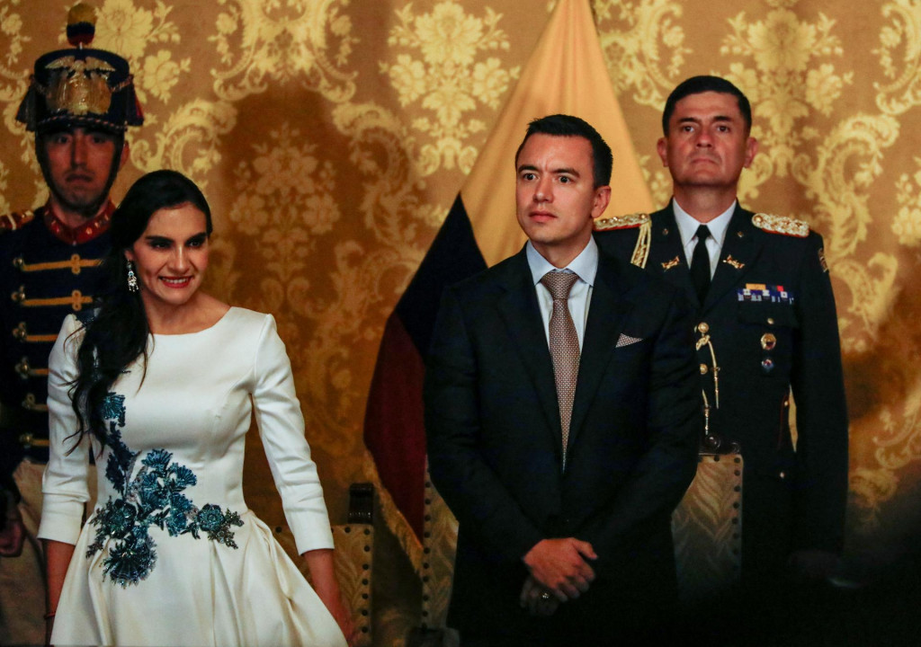 Ekvádorský prezident Daniel Noboa a vice-prezidentka Veronica Abadová. FOTO: REUTERS