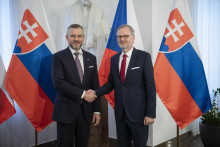 Predseda Národnej rady Peter Pellegrini (vľavo) a český premiér Petr Fiala. FOTO: TASR/Michal Svítok