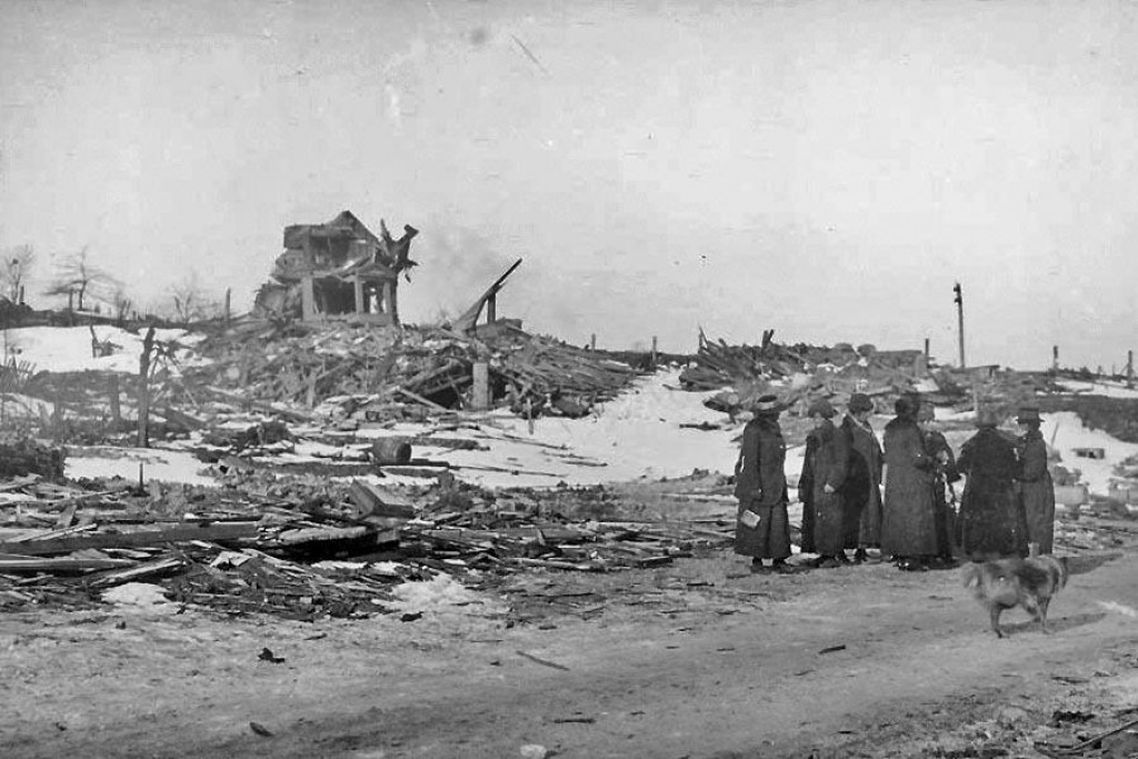 Jedna z častí kanadského mesta Halifax, zničených v decembri 1917 po výbuchu muničnej lode v tamojšom prístave.