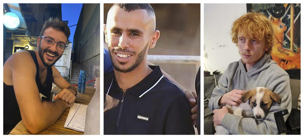 Na kombosnímke trojica rukojemníkov, ktorých omylom zastrelili vojaci izraelskej armády. FOTO: TASR/AP