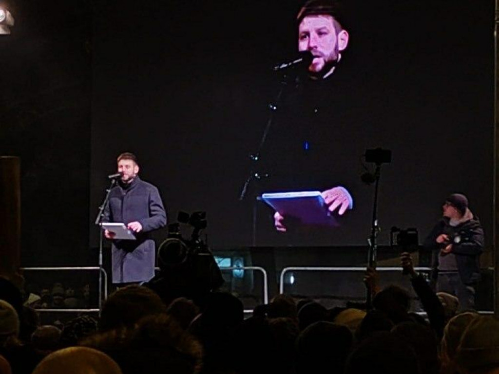 Šéf Progresívneho Slovenska Michal Šimečka na opozičnom proteste na Námestí SNP v Bratislave. FOTO: HN