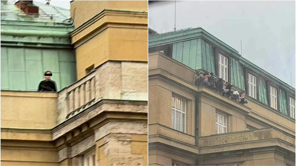 Študenti sa pred útočníkom schovávali na rímse. FOTO: Facebook