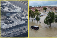 Požiare na Havaji a záplavy v Taliansku.