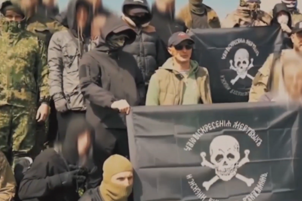 Záber na členov vojenskej skupiny Española z oficiálneho propagečného videa tohto zoskupenia. FOTO: YouTube/Russian special force Z 🅾️ V