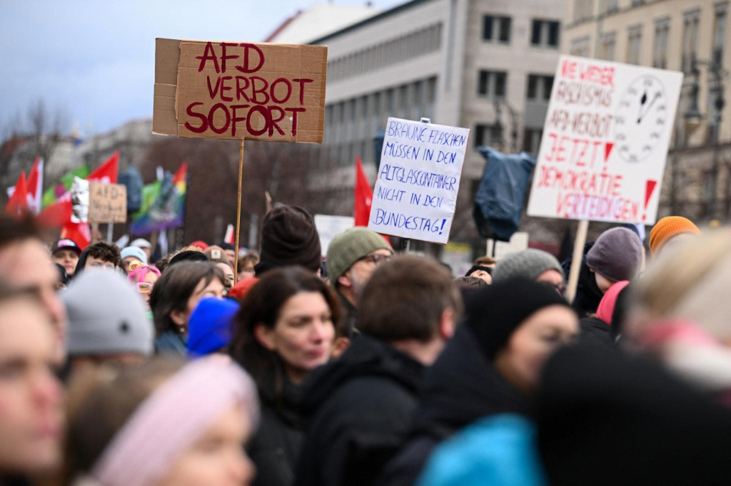 Protest proti pravicovo populistickej strane Alternatíva pre Nemecko (AfD), Nemecko 14. januára 2024. FOTO: Reuters