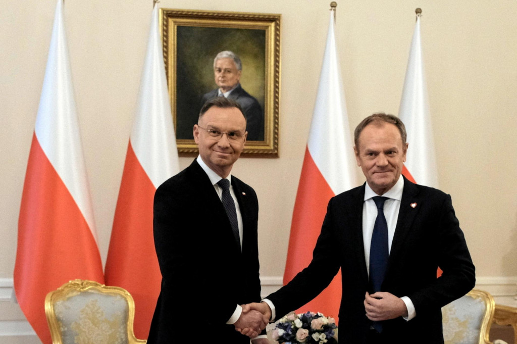 Poľský prezident Andrzej Duda a poľský premiér Donald Tusk. FOTO: Reuters