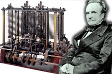 Jeden zo segmentov programovateľného stroja, ktorý v prvej polovici 19. storočia navrhol anglický matematik a vynálezca Charles Babbage (vpravo).