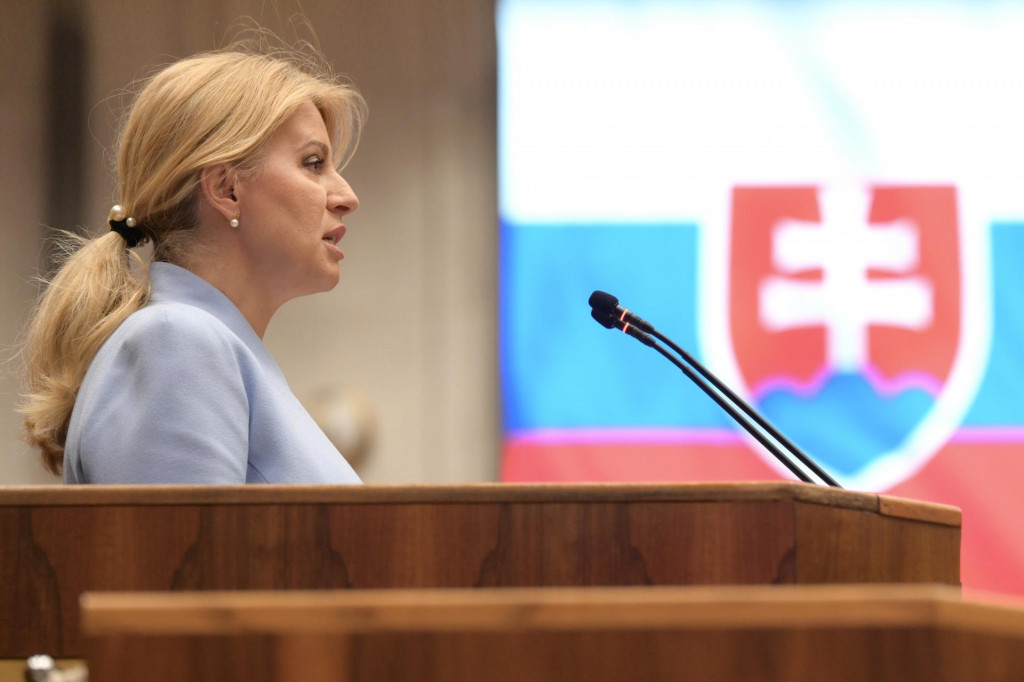 Prezidentka Zuzana Čaputová počas vystúpenia v pléne Národnej rady SR. FOTO: TASR/Pavel Neubauer