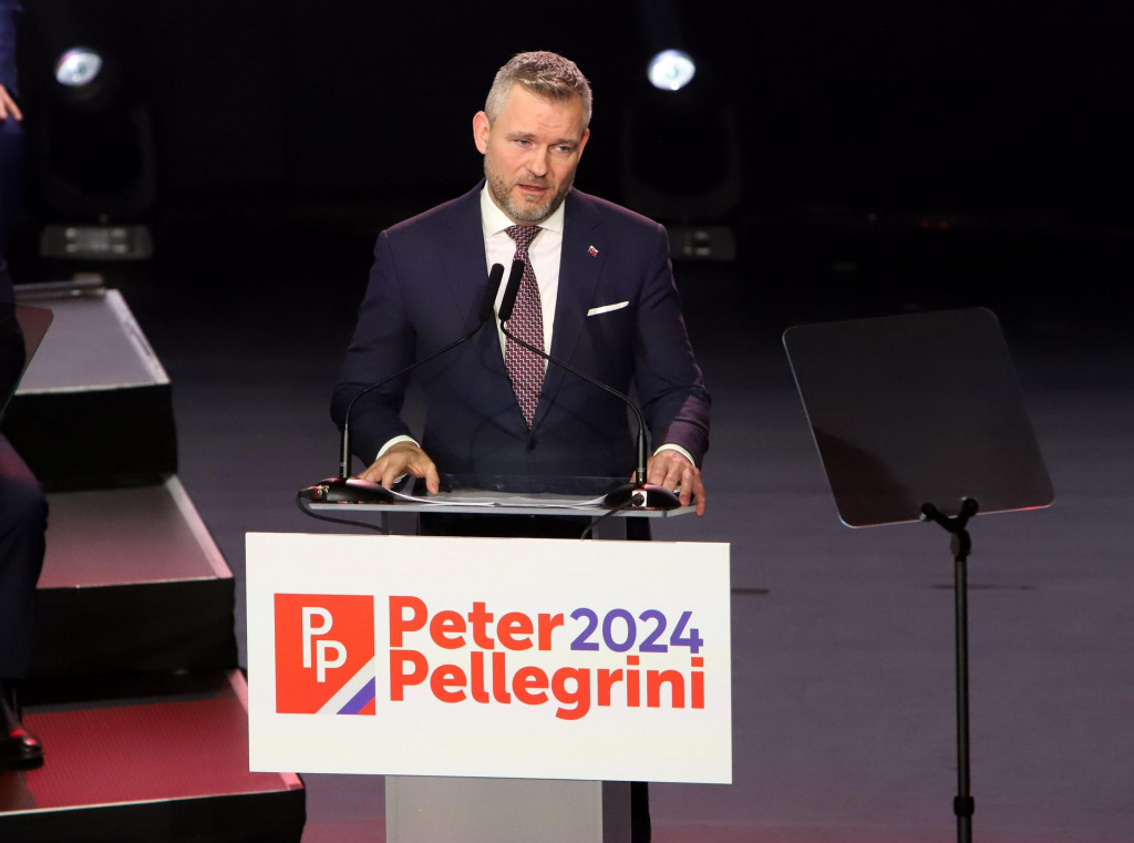 Predseda Peter Pellegrini (Hlas-SD) potvrdil svoju prezidentsk&uacute; kandidat&uacute;ru na podujat&iacute; Hlasu-soci&aacute;lnej demokracie v &Scaron;t&aacute;tnej opere v Banskej Bystrici. FOTO: TASR/J&aacute;n Kro&scaron;l&aacute;k