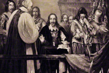 Posledné chvíle anglického kráľa Karola I. (obraz Williama Fiska z prvej polovice 19. storočia).