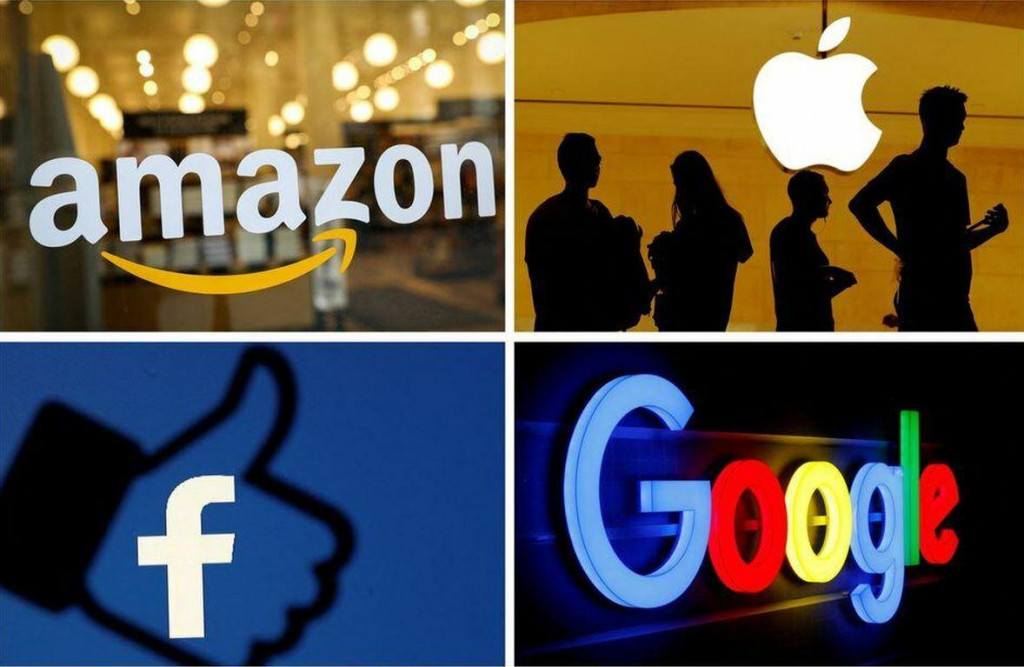 Technologickí giganti Amazon, Apple, Facebook a Google.