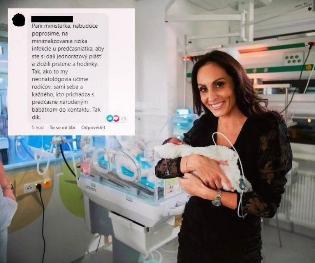 Ministerka zdravotníctva sa pochválila fotkou s predčasne nerodeným bábätkom.