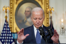 Pol minúty. Joe Biden si nespomenul na slovo Hamas. FOTO: Reuters