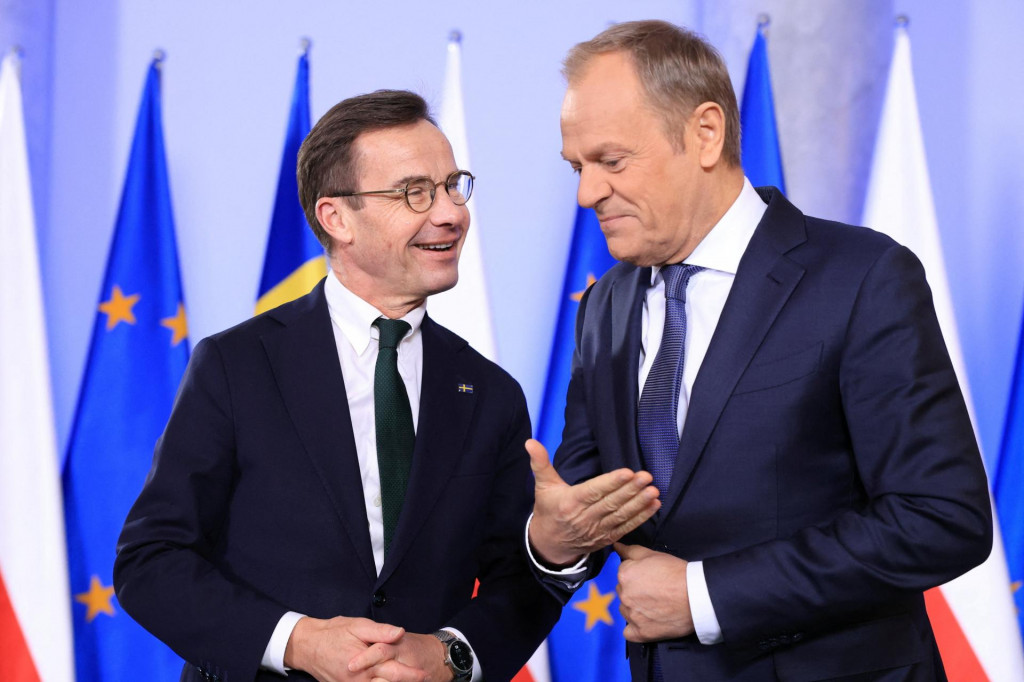 Poľský premiér Donald Tusk sa stretol so svojím švédskym náprotivkom Ulfom Kristerssonom vo Varšave. FOTO: Reuters