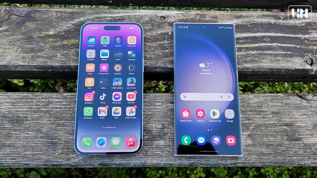 iPhone 14 Pro Max (vľavo) a Samsung Galaxy S23 Ultra (vpravo)
