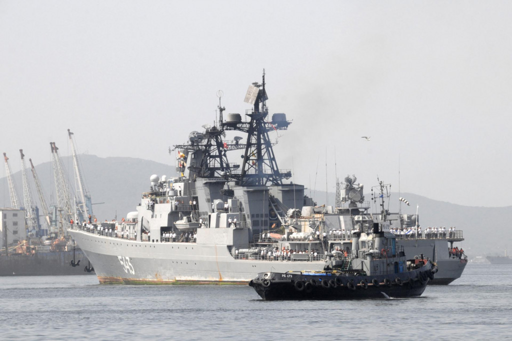 Torpédoborec ruskej Tichomorskej flotily Maršal Šapošnikov. FOTO: Reuters