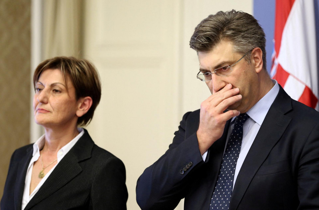 Chorvátsky premiér Andrej Plenkovič a ministerka financií Martina Dalič. FOTO: Reuters