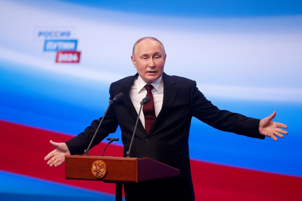 Vladimir Putin si pri výsledku týchto volieb pre seba „namaľoval“ zhruba o desať percent viac ako v posledných voľbách v roku 2018. FOTO: Reuters