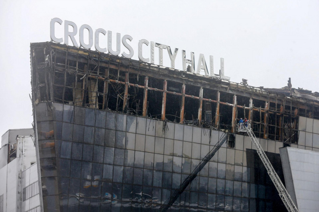 Koncertné centrum Krokus na okraji Moskvy, ktoré sa stalo terčom teroristického útoku. FOTO: Reuters