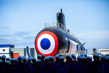 Francúzska jadrová útočná ponorka Suffren v lodenici v Cherbourgu v severozápadnom Francúzsku (12. júl 2019). FOTO: Profimedia