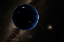 Umelcov koncept hypotetickej planéty obiehajúcej ďaleko od Slnka.