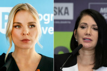 Na snímke kandidátky do europarlamentu Veronika Cifrová Ostrihoňová a Jana Bittó Cigániková. FOTO: TASR/D. Veselský, TASR/P. Neubauer