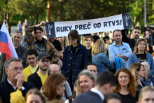 Protest proti vládnym zmenám vo verejnoprávnej RTVS. FOTO: Reuters