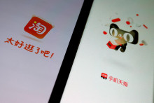 Logo čínskeho internetového predajcu Alibaba Group Holding. FOTO: Reuters