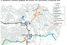Mapa nových investícií do ciest na východe Slovenska FOTO: Hn/Vladimír Filipko